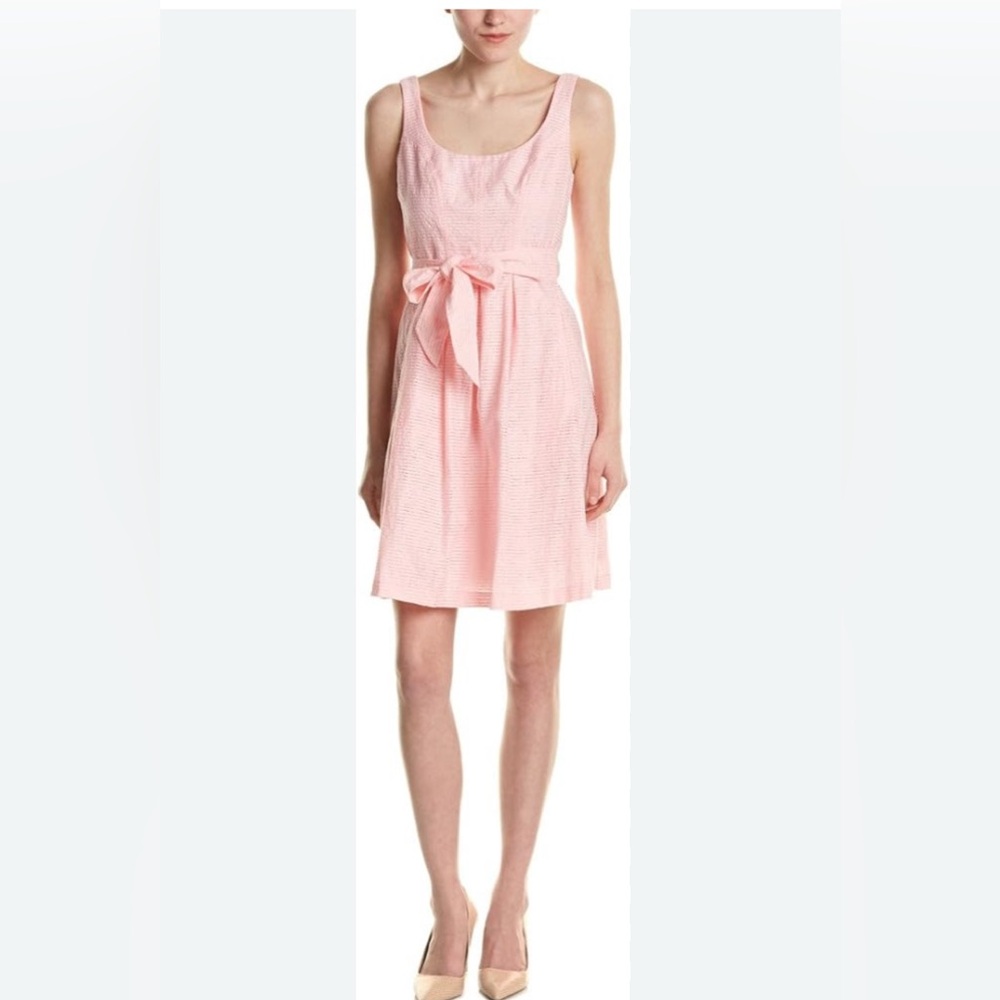 Nine West Womens Sleeveless Fit And Flare Dress With Self Sash Belt / Tutu Pink